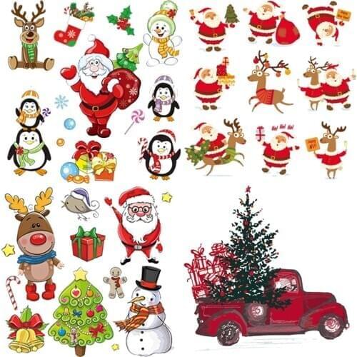 Pulaqi Iron On Cute Santa Claus Transfer Patches For Clothing Thermal Stickers On Clothes Lovely Clothing Christmas Applique DIY