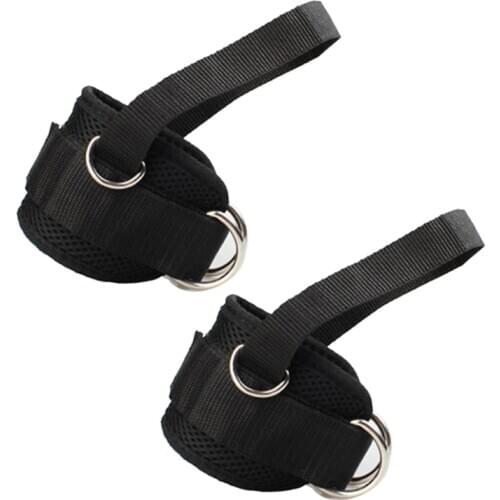Adjustable 4 D-Ring Ankle Straps Gym Foot Cable Machine Ankle Cuffs Fitness Thigh Glute Exercise Padded