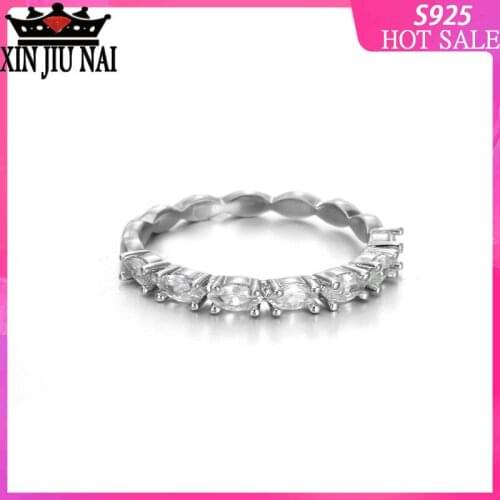 S925 sterling silver small single row exquisite horse eye girlfriend birthday anniversary beautiful gift diamond rings for women