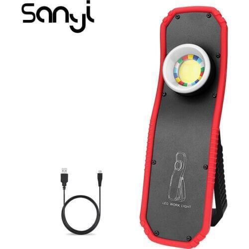 SANYI 3800LM COB LED Portable Light with Magnet 2 Modes USB Rechargeable Built-in Battery Hanging Hook Flashlight Torch
