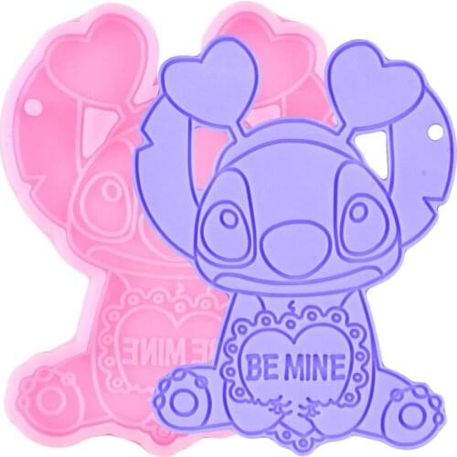 Disney Lilo Stitch Keychain Silicone Mold DIY Craft BE MINE Letters Pendant Epoxy Resin Molds Necklace Jewelry Making Mould