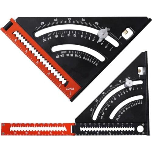 Folding Triangle Squares Ruler Positioning Angle Woodworking Tool Aluminum Alloy 2-in-1 Extendable Layout With Base Goniometer
