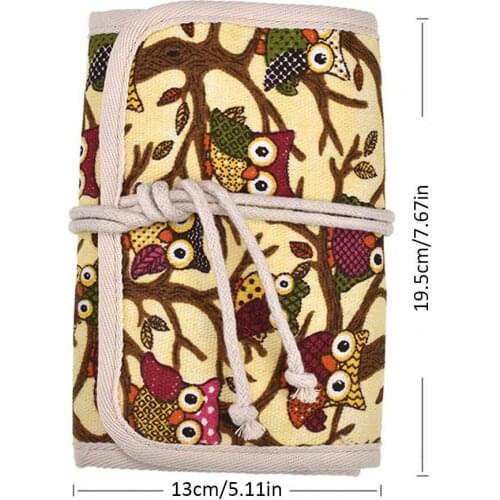 Owl Crochet Hook Case Needle Holder Storage Organizer Roll Bag Knitting Accessories fkxe
