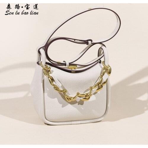 Underarm Bag 2021 New Tide Tote Baotou Layer Genuine Leather Women Bag Chain Bag One-shoulder Cross-body Bag Female Summer
