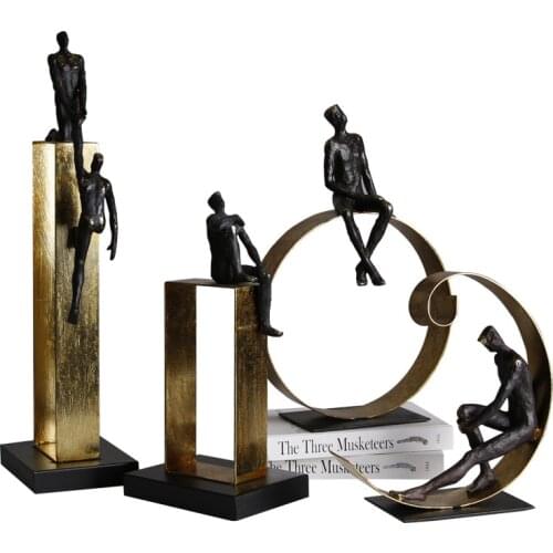 Creative modern simple metal figure decoration fashion light luxury living room home model room soft arts and crafts ornaments