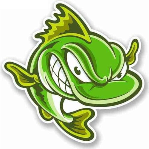 Cartoons Angry Fish Fine Car Sticker Car Styling Vinyl Motorcycl Decals Cover Scratches Waterproof PVC 13cm X 13cm