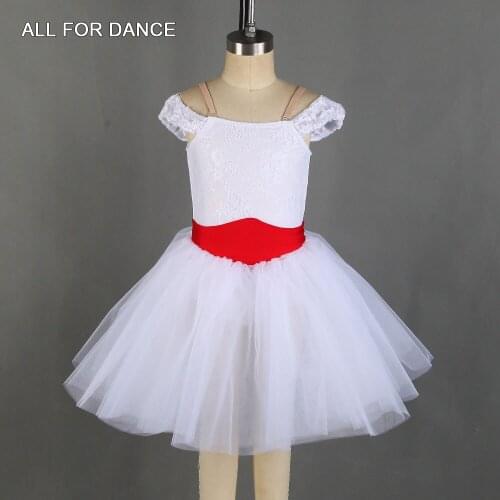 All for Dance White and Red Performance Tulle Dresses Adult Girls Ballet Dance Dresses 21259