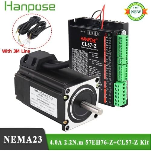 Closed Loop Hybrid Step-servo motor NEMA23 Stepper Motor 4.0A 2.2N.m 57EH76-Z + CL57-Z Driver Double outlet CNC Controller Kit