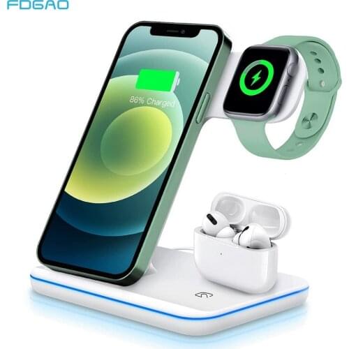 FDGAO 20W 3 in 1 Qi Fast Wireless Charger Dock Station For iPhone 12 11 Pro XS Max XR X 8 Apple Watch SE 6 5 4 3 2 AirPods Pro