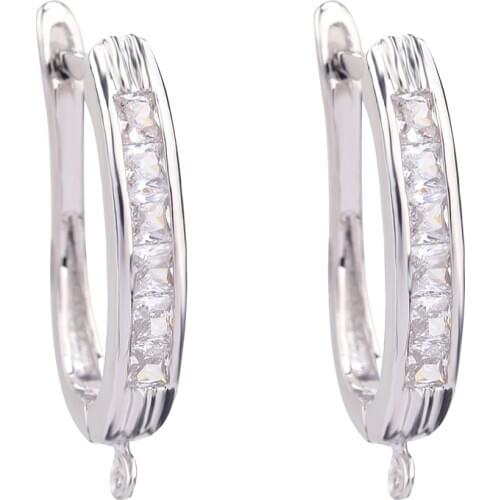 Juya DIY Gold/Silver Color Fastener Castle Earwire Earring Hooks Accessories For Handmade Jewelry Luxury Earring Making Supplies