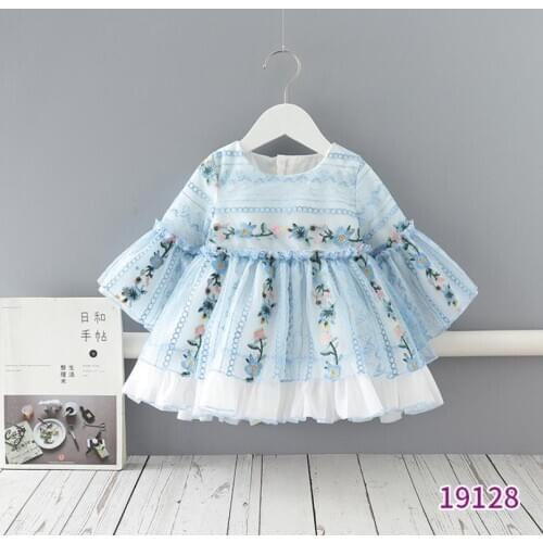 0-4T Spanish Lolita Peter Pan Collar Embroidery Princess Ball Gown Kids Clothes Spring Infant Birthday Party Easter Dress L768