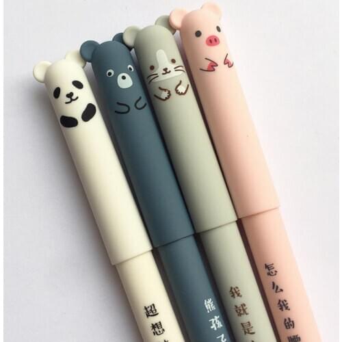 1/2pc Random Cute Cartoon Bear Panda Mouse Erasable Gel Gift Supply Ink Office Pen Escolar Papelaria Stationery Blue S A3E8