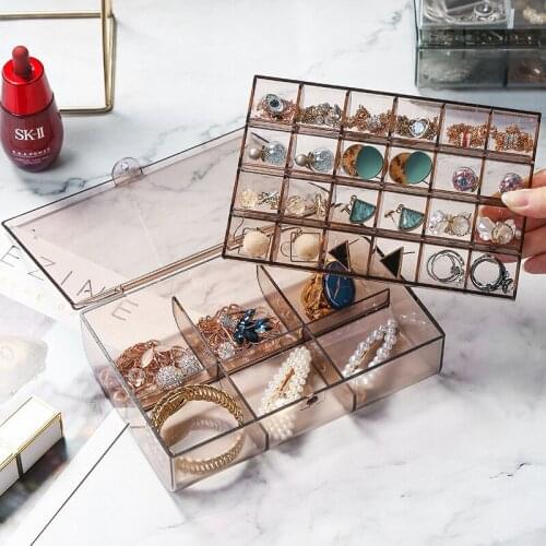 1pc Plastic Jewelry Box 12/30 Grids Storage Boxes Beads Earring Necklace Box Portable Rectangle Compartment Container Case