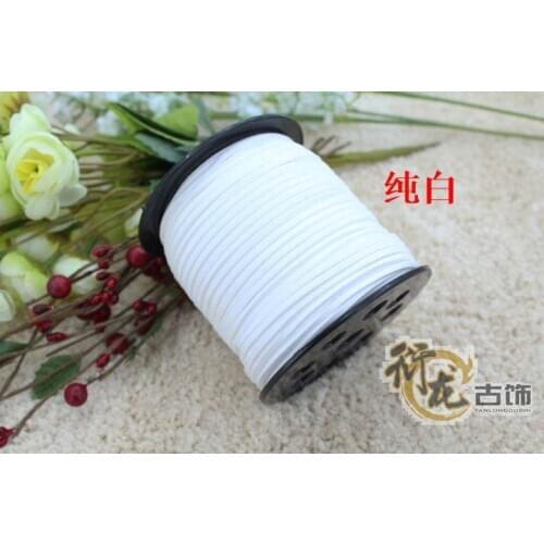 100yards/ Roll 3mm x 2mm white Flat Faux Suede Korean Velvet Leather Cord DIY Rope For Bracelet Necklace Bags shoes 019005011