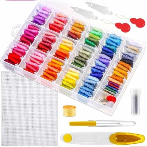 145Pcs Embroidery Floss with Storage Box 108 Colors Cross Stitch Threads Kit