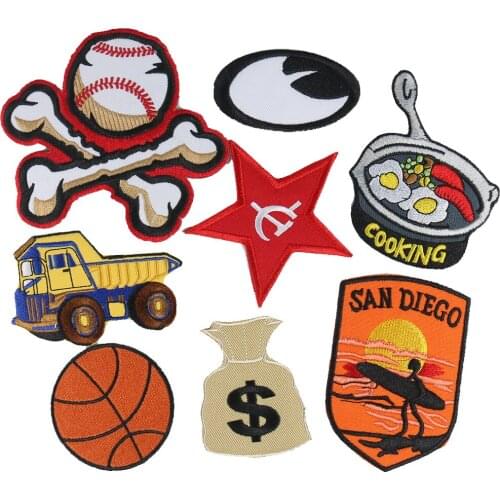 2PCS Basketball Baseball Truck Cartoon Patches Sport Badge Sticker on Clothes for Kids DIY Applique Iron on Embroidered Patches
