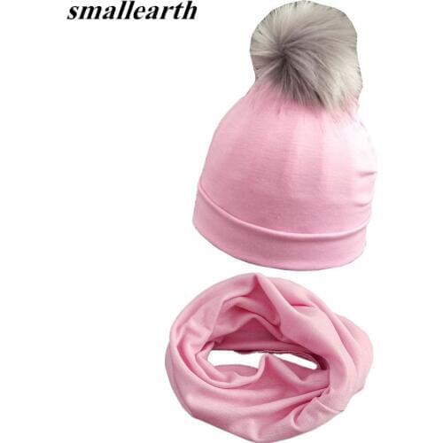 2pcs/set Newborn Baby Hats Scarf Cotton Childrens Pompom Cap Bibs Spring Autumn Boys Girls Hats O Ring Collar Soft Caps +Scarf
