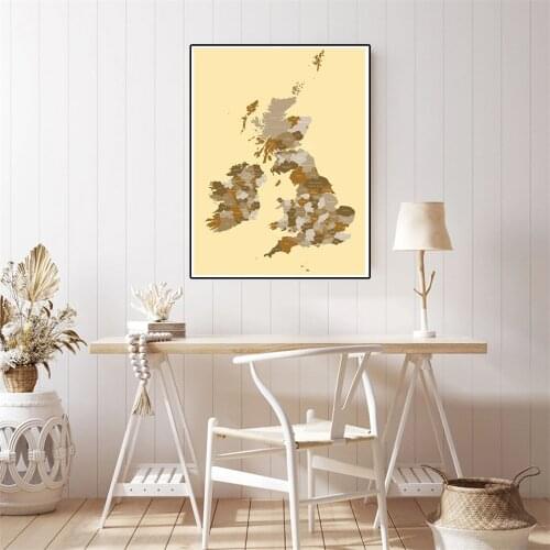 42*59cm Map of The United Kingdom Vintage Wall Art Poster Small Size Canvas Painting Home Decoration School Supplies Travel Gift