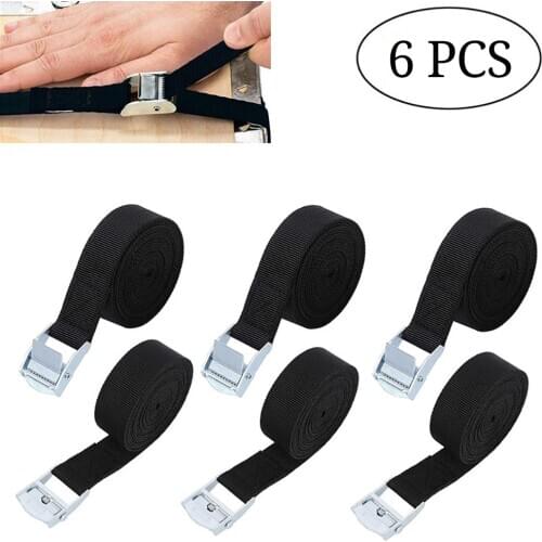 6PCS/Set Tie Porable Heavy Duty Tie Down Cargo Strap Luggage Lashing Strong Ratchet Strap Belt with Metal Buckle