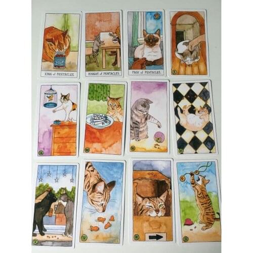 78 Cat Tarot Board Games Cards Not Easy To Wrinkle, Party Game Props Suitable For Tarot Beginners And Enthusiasts