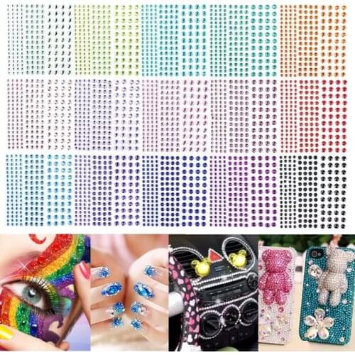 828pcs 5set 3/4/5mm Self Adhesive Rhinestone Stickers Crystal Sticker for Nail Beauty Face Makeup Face Phone DIY Decoration