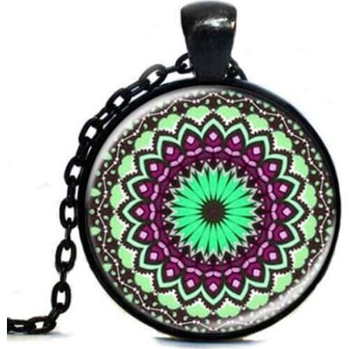 Antique bloom mandala flower pendant henna yaga necklace Pendant chain man womens steampunk necklace charm symbol buddhism