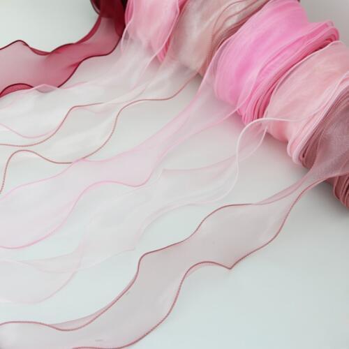 50mm Wave Silk Organza ribbon Bow material for hair ornament gift wrapping decoration lace ribbons