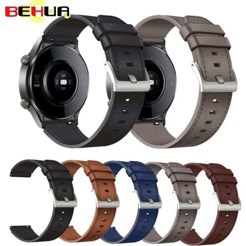 BEHUA Genuine Leather Strap 22mm Watchband For Huawei Watch GT2 Pro GT Active GT 2 46mm 2e Wristband Smartwatch Bracelet Correa