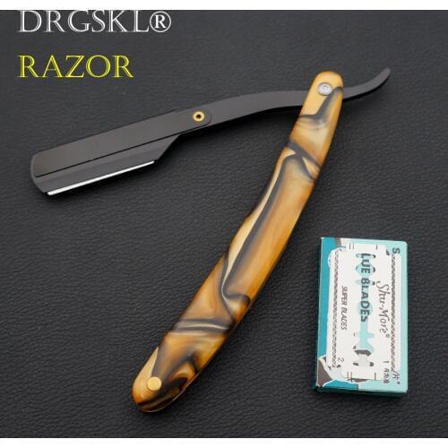 Classical mens portable blade shaving razor gray Acrylic handle razors barber hair knife razor eyebrow shaver razor