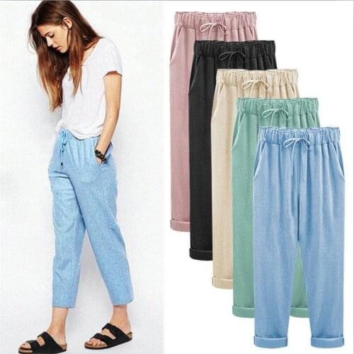 2021 summer cotton linen pants women plus size bottoms L - 4XL 5XL 6XL 7XL casual brand trousers women big size pencil pants