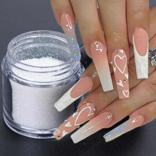 Black White Nail Glitter Holographic Nail Powder Shiny Sugar Dipping Powder Pigment Dust Laser Nail Art Sequins DIY Decor SAMN-2