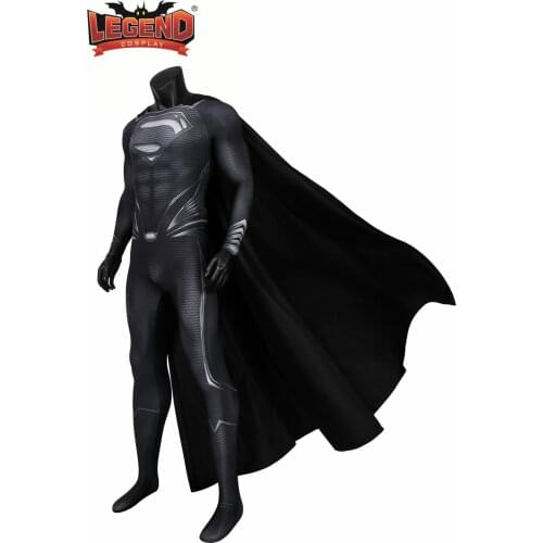 Superhero black jumpsuit cloak Costume Cosplay Suit Clark Kent Black jumpsuit Ver 3D Printed Outfit FOR MEN
