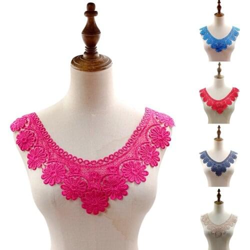 Flower Embroidery Venise Lace Neckline Embellishment Sewing Applique Trims Lace fabric Dress Supplies Scrapbooking Fake Collar