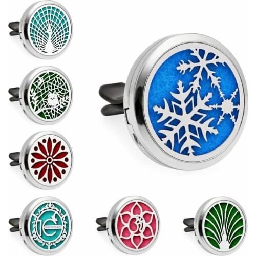 30mm Car Essential Oil Diffuser locket Car vent clips Perfume Locket Car diffuser Locket Free 10Pads