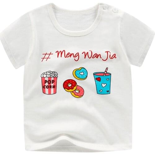 ZWY1281 Summer Boys Character Pattern T-shirt with short Sleeve Cute Kids Top Cotton Clothes for Children