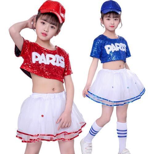 Childrens jazz dance Latin dance costume girl boy sequins modern dance hip-hop costumes cheerleading dance costumes