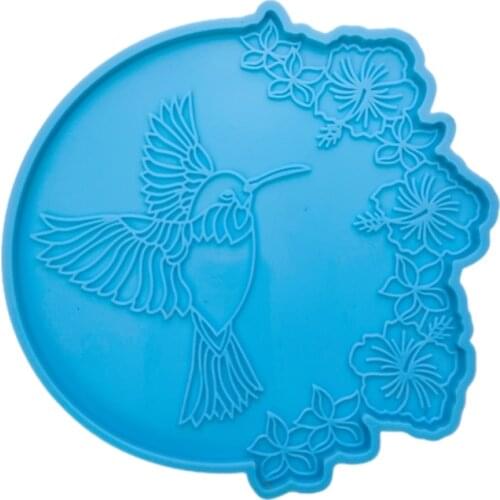 Hummingbird Coaster Epoxy Resin Mold Cup Mat Pad Silicone Mould DIY Crafts Placemat Home Decoration Casting Tools