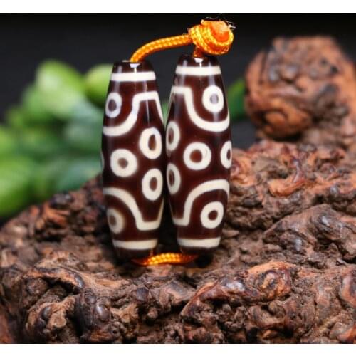 Collectible Treasure Unique Energy LKbrother A Pair of Magic Tibetan Old Red Agate 12 Eye dZi Bead Amulet For Making Jewelry