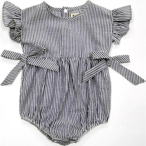 Baby Girls Rompers Cotton Linen Infantil Clothes Summer Striped Short Sleeved Romper Newborn Jumpsuits Baby Girl Clothing