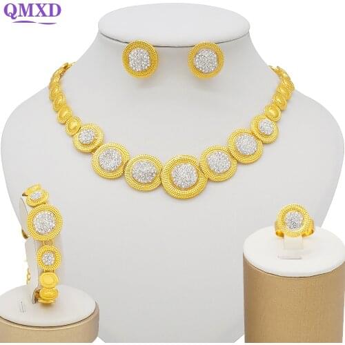 Africa Necklace Jewelry Set Gold Color Long Necklace Earrings Set rhinestone Jewelry