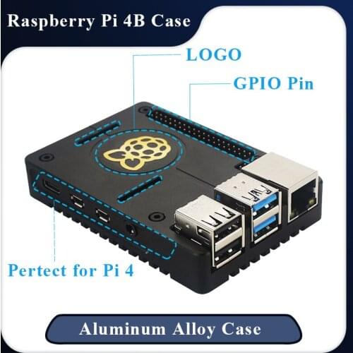 Raspberry Pi 4 B Case Aluminum Alloy CNC Enclosure Ultra-thin Metal Shell Passive Cooling HQ Box for Raspberry Pi 4 Model B