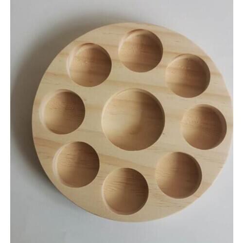 Round Tray Wooden Essential Oil Display Stand Rack Container Perfume Holders