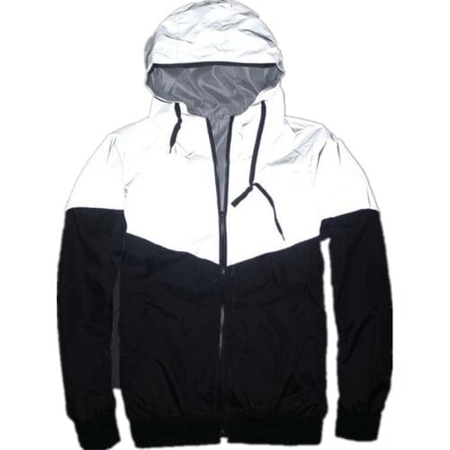 Hooded Hip-Hop Streetwear Night Shiny Zipper Coats Jacke New Full Reflective Jacket Men / Women Harajuku Windbreaker Jackets