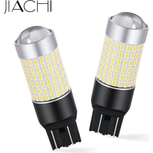 JIACHI 100PCS 7443 7440 Led BulbsT20 W21/5W Super White LED Auto Lamp 3014Chips 144SMD 1400LM DRL DC12-24V Car Brake Tail Lights