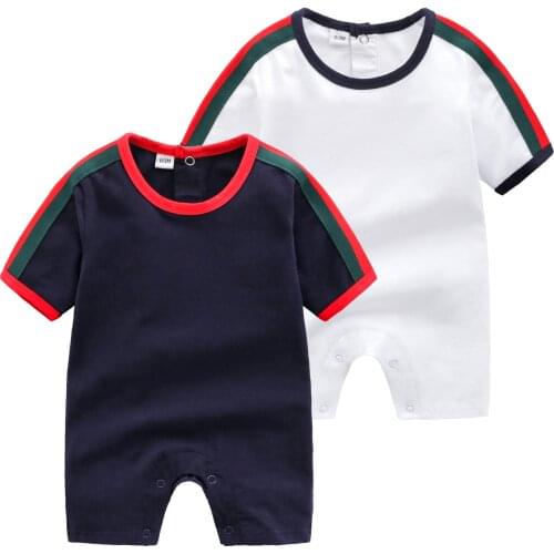 Newborn summer baby clothes corset short-sleeved O-Neck Patchwork Striped clothing covered short ropa bebe baby boy girl romper