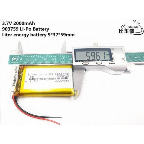 Liter energy battery Good Qulity 3.7V,2000mAH 903759 Polymer lithium ion / Li-ion battery for tablet pc BANK,GPS,mp3,mp4