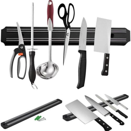 Magnetic Knife Holder Blocks Black Display Wall Mount Easy Install Magnetic Knife Racks Storage Kitchen Accessories