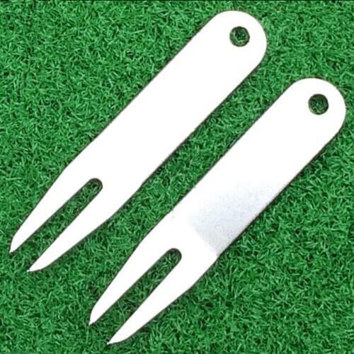 Metal 2pcs Golf Divot Repair Tools Golf Green Fork Portable Silver Divot Repair Tools Golf Pitch Forks Golf Training Aids