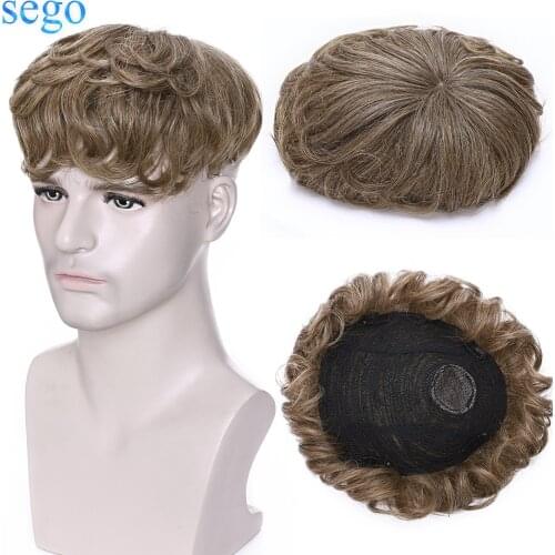 SEGO 16x19cm Small Men Toupee Women Topper Remy Hair Replacement Hairpiece Real Human Hair System Density 140% Natural Wave 4