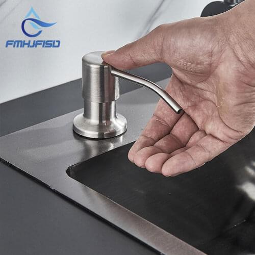 Nickel Soap Dispenser Deck Mount Black Liquid Kitchen Wash Holder 220ml Stainless Steel Plastic Material Sink Accessories